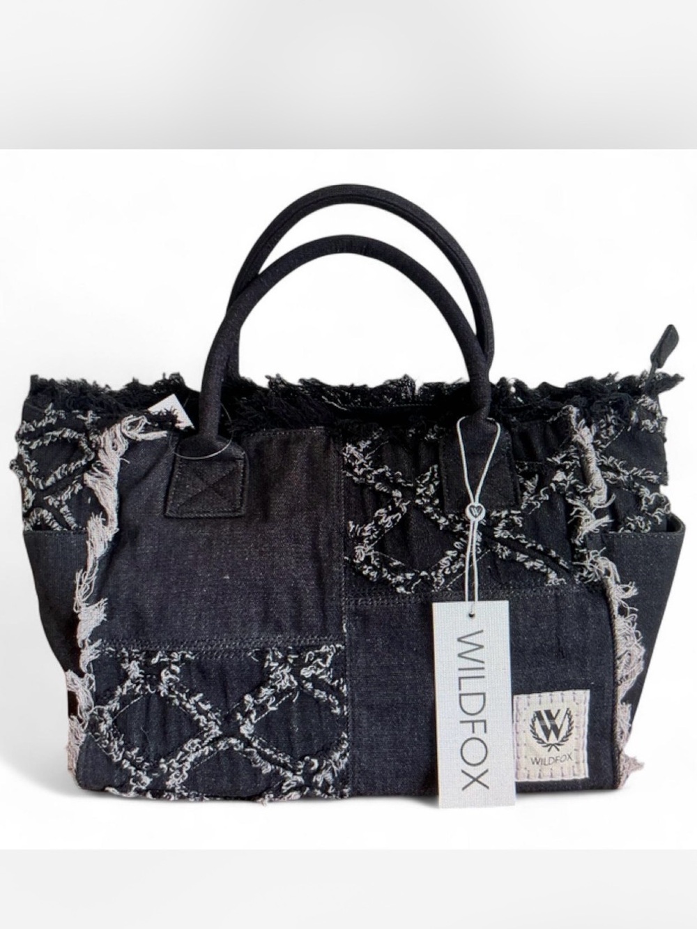Wildfox Black Distressed Denim Tote